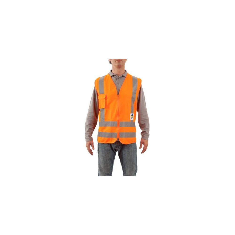 Chaleco Poliester - Color Naranja - Con Cierre - Clase Ii. Incluye Bolsillo Para Celular – Talle Unico.
