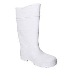 Bota De Goma - Con Puntera De Acero - Suela Pvc - Color Blanca - Caña Larga Marca Ombu