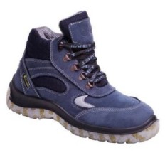 Botin Frances – Puntera De Acero – Cuero Nobuck Azul – Suela Leon Traslucidad Bidensidad - Color Azul - T/35.
