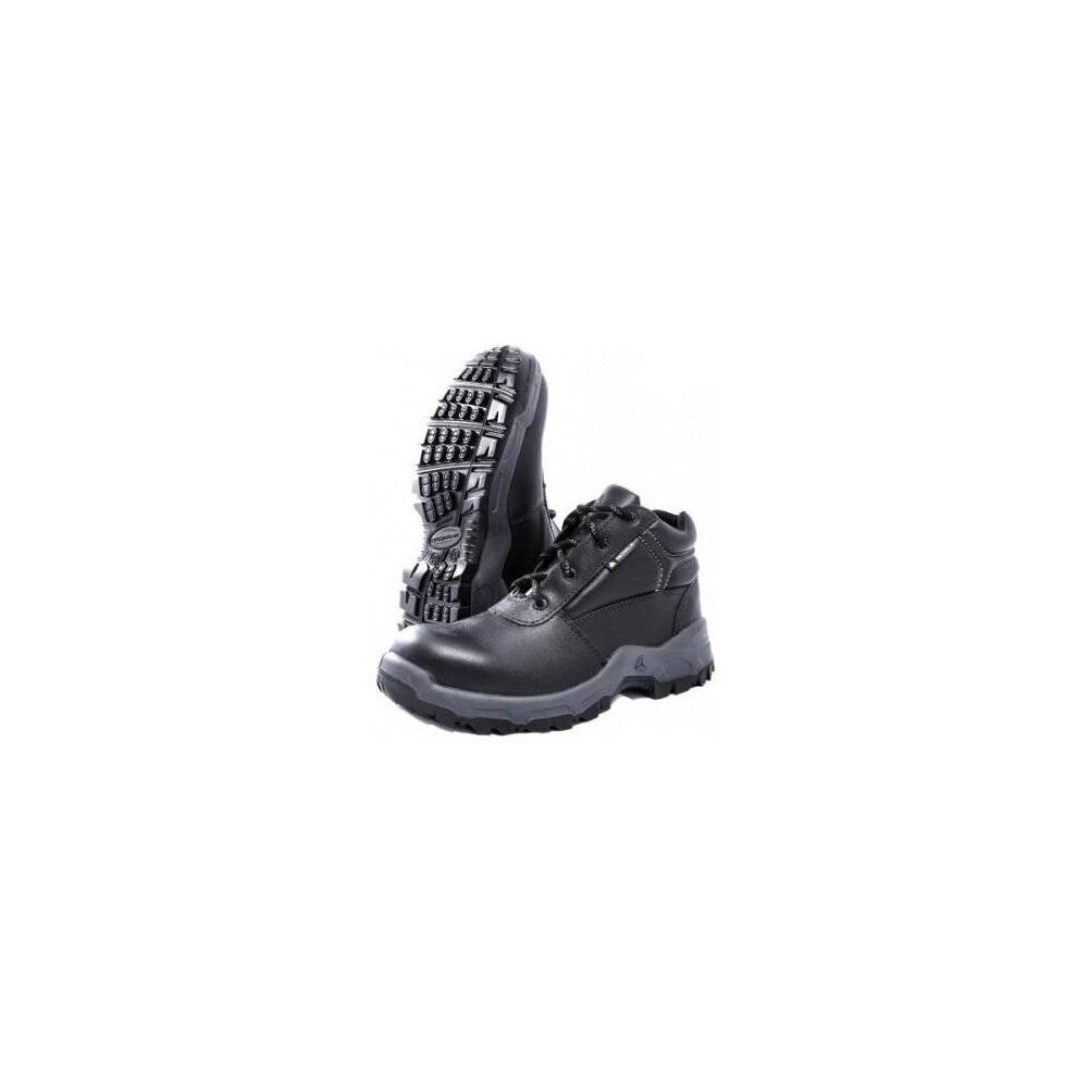 Botin Modelo Frances - Color Negro - Cuero Flor - Suela - Puntera De Acero - Poliuretano Bidensidad - Marca Deltaplus