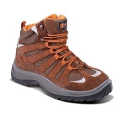 Botin Frances – Puntera De Acero – Cuero Gamuzado Textil – Suela Pu Bidensidad - Color Marron - Marca Kamet. T/35.