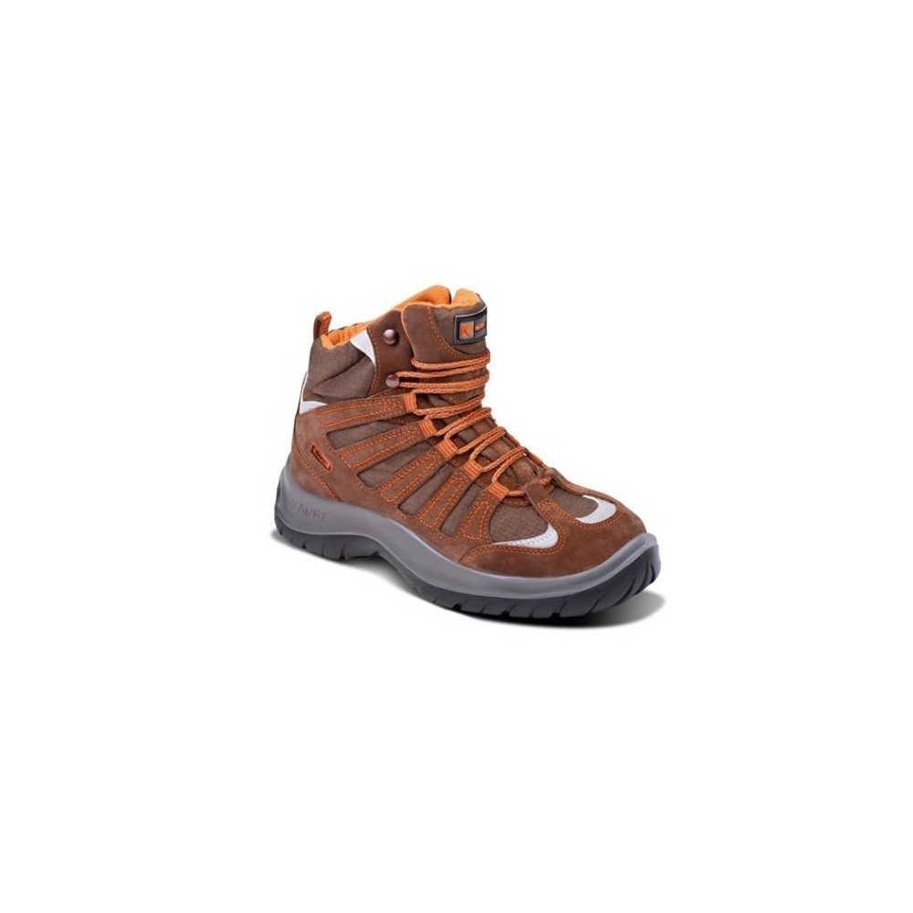 Botin Frances – Puntera De Acero – Cuero Gamuzado Textil – Suela Pu Bidensidad - Color Marron - Marca Kamet. T/35.