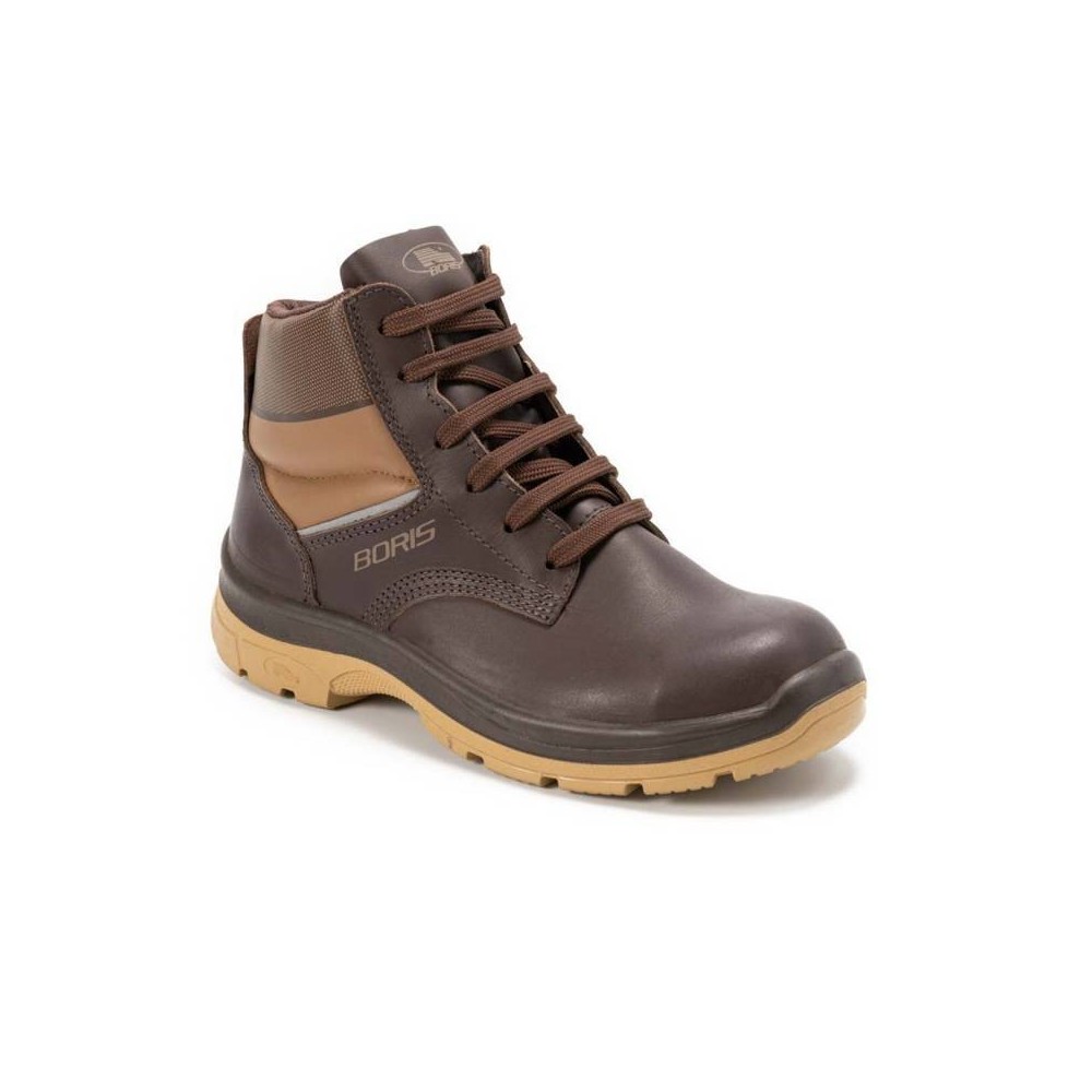 Botin Prusiano Acolchado - Cuero Flor - Color Marron - Suela Pu Bidensidad - Art. 3303 - Talles 36 Al 47 - Marca Boris.