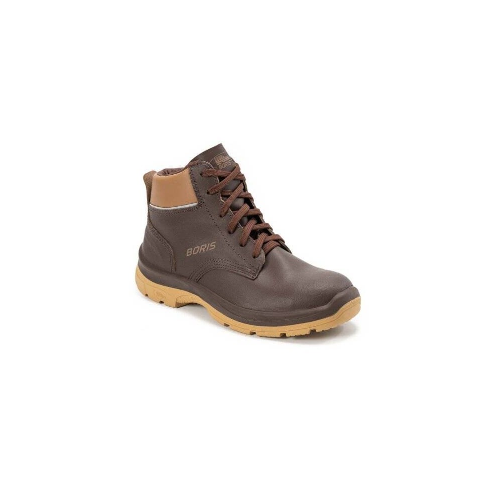 Botin Prusiano Acolchado - Cuero Flor - Color Marron - Suela Pu Bidensidad Art. 3312X - Talles 36 Al 47 - Marca Boris.