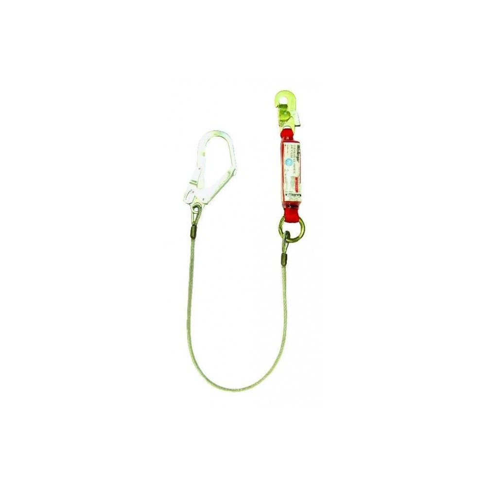 Cabo De Vida De Cable De Acero De 6 Mm. De 1 5 Mt. - Revestido Pvc Con Amortiguador Y Mosqueton De 55 Mm. –