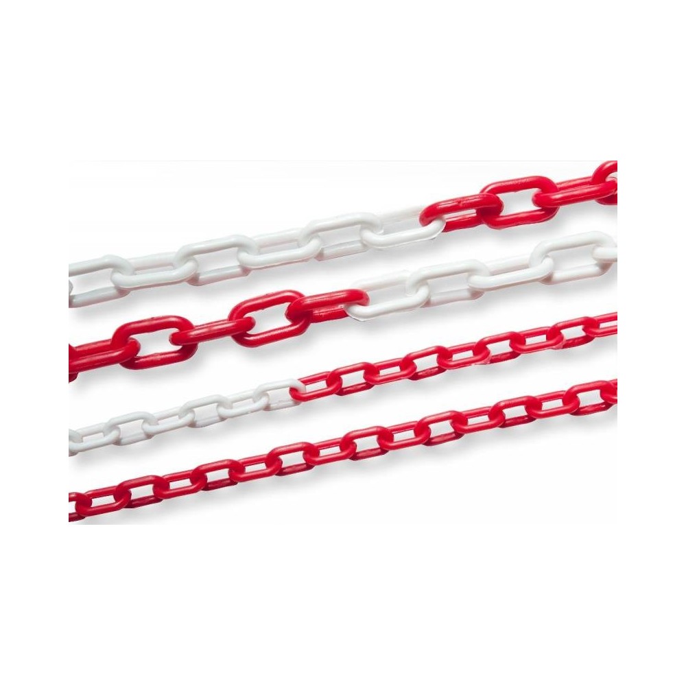 Cadena Plástica Blanca Y Roja - Eslabon De De 0 8 Mm - Precio P/ Metro. Bolsa De 50 Mt De Largo. - Art.02957