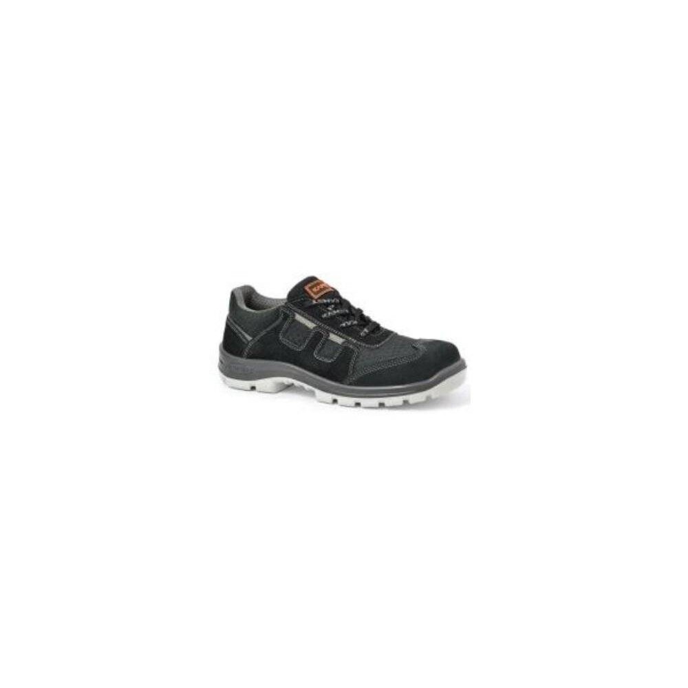 Zapatilla – Puntera De Acero – Cuero Descarne - Textil – Suela Pu Bidensidad - Color Negro - Art. 77012 - Modelo Alfa - Marca