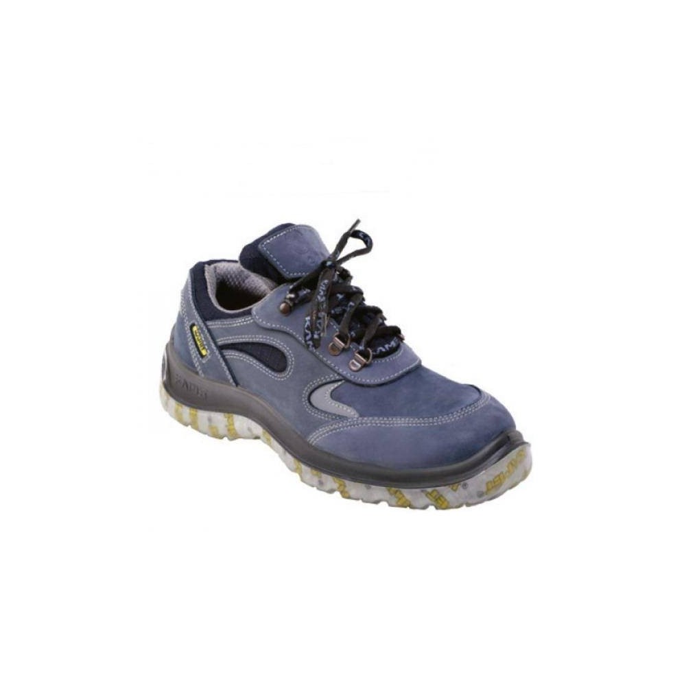 Zapato Frances – Puntera De Acero - Cuero Nobuck Azul – Suela Leon Traslucidad Bidensidad - Color Azul - . T/35.