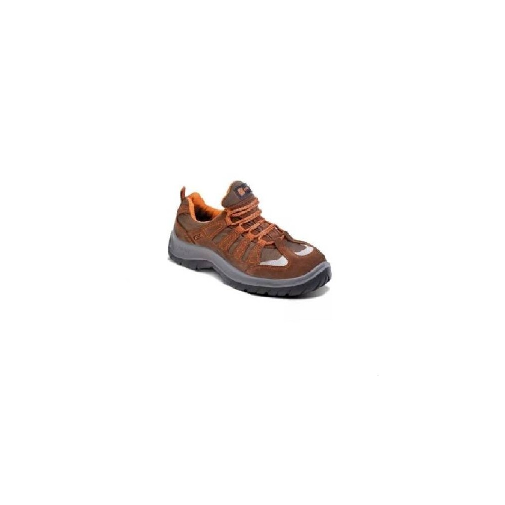 Zapato Frances – Puntera De Acero – Cuero Gamuzado Textil – Suela Pu Bidensidad - Color Marron - T/35 Al 48