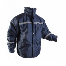 Campera Termica De Trucker - Color Azul Marino - Con Bandas Reflectiva. Wata 140 Gr. - Impermeable Con Capucha - Marca Eagle