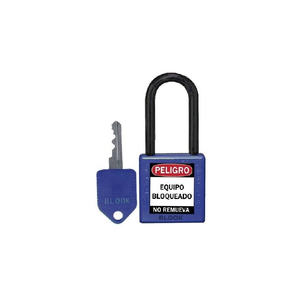 Candado Plastico Grande Antichispa. Igual Cerradura. Medidas: 45X42Mm Arco:38Mm - Arandela Plastica Chica - Color Azul - Marca