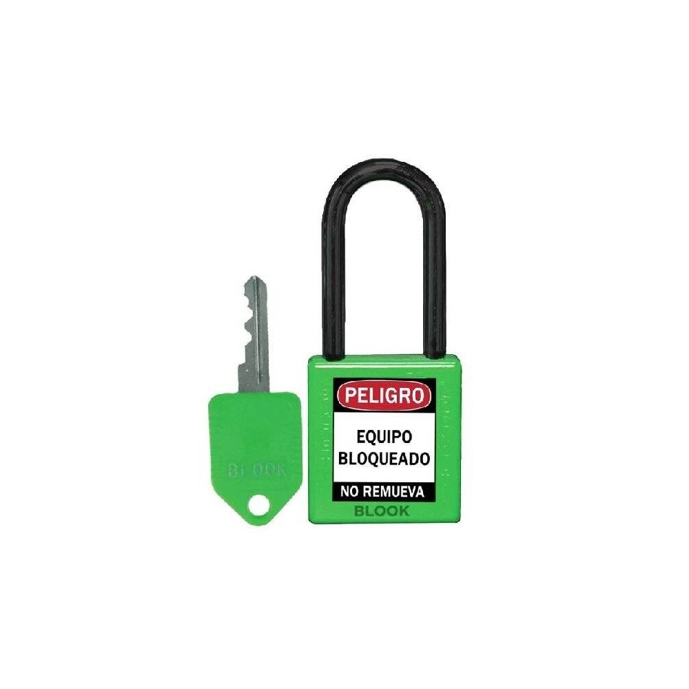 Candado Plastico Grande Antichispa. Igual Cerradura. Medidas: 45X42Mm Arco:38Mm - Arandela Plastica Chica - Color Verde- Marca