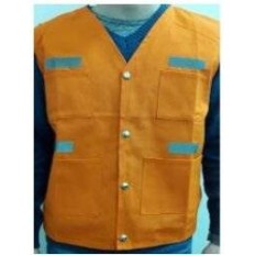 Chaleco De Gabardina Naranja - Con Bolsillo En Cintura - Bandas Reflectiva. Marca Top Safe. Talle S.