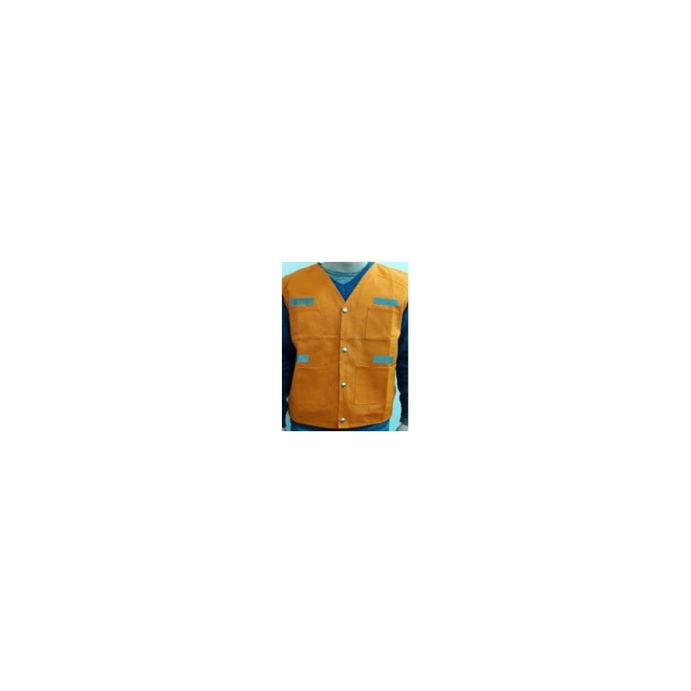 Chaleco De Gabardina Naranja - Con Bolsillo En Cintura - Bandas Reflectiva. Marca Top Safe. Talle S.