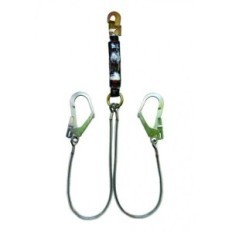 Cabo De Vida Doble Y De Cable De Acero De 6 Mm. De 1 5 Mt. - Revestido Pvc Con Amortiguador Y Mosqueton De 55 Mm.