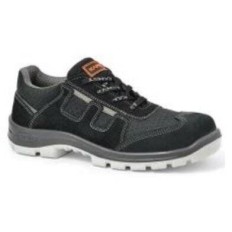 Zapatilla – Puntera De Acero – Cuero Descarne - Textil – Suela Pu Bidensidad - Color Negro - Art. 77012 - Modelo Alfa - Marca