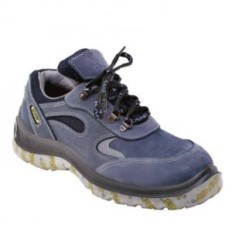 Zapato Frances – Puntera De Acero - Cuero Nobuck Azul – Suela Leon Traslucidad Bidensidad - Color Azul - . T/35.