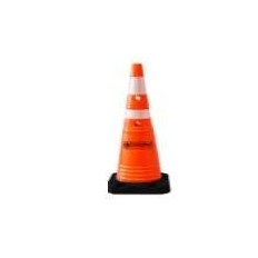 Cono Naranja De Pvc Flexible Con Memoria – 70 Cm Altura - Base Antideslizante Reforzada De 25 X 25 Cm (2 5 Kg) - 1 Bandas