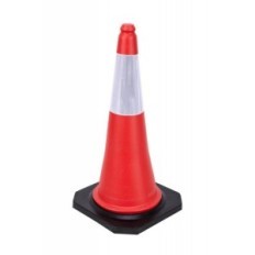 Cono Naranja - Semiflexible - Con 1 Banda Reflectiva De 25 Cm - Base Maciza De Goma - 75 Cm De Altura - Art. 30646/I - Marca Cd.