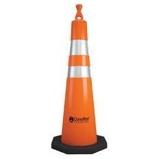 Cono Naranja De Pvc Flexible Con Memoria – 120 Cm De Altura Peso 10 Kg. - Una Sola Pieza. – 2 Banda Reflectiva De 14 Mm De