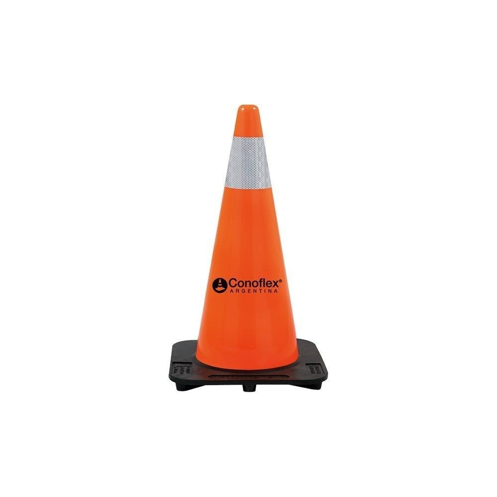 Cono Naranja De Pvc Flexible Con Memoria – 75 Cm De Altura Peso 4 5 Kg. - Una Sola Pieza. – 3 Banda Reflectiva De 5 Mm De