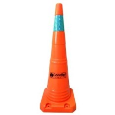 Cono Naranja De Pvc Flexible Con Memoria – 70 Cm Altura - Base Antideslizante Reforzada De 25 X 25 Cm (1 6 Kg) - 1 Bandas