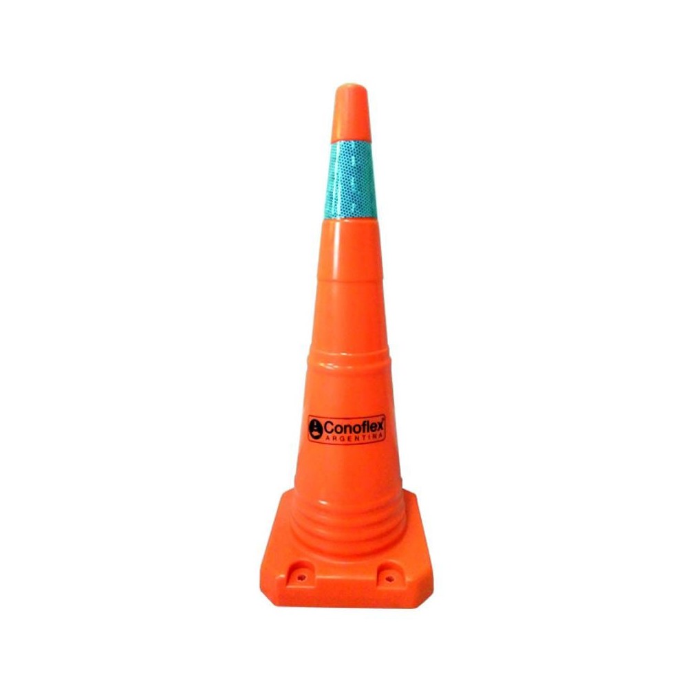 Cono Naranja De Pvc Flexible Con Memoria – 70 Cm Altura - Base Antideslizante Reforzada De 25 X 25 Cm (1 6 Kg) - 1 Bandas