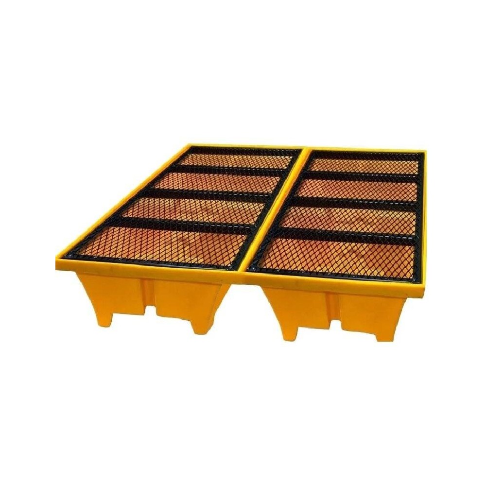 Pallet Antiderrame Para 4 Tambores De 200 Lt - Con Reja Metalica - Nacional Medida Externa 1250 X 1250 X 460 Mm De Alto