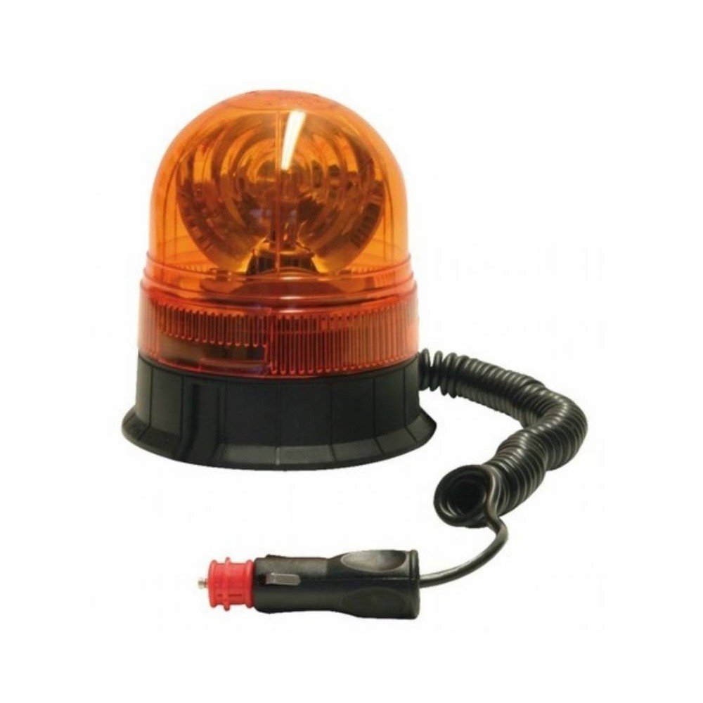 Faro Rotativo De 12 Volts Con Imán - Color Ambar - Con Enchufe Para Encendedor.