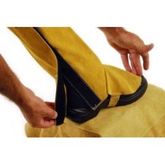 Polaina De Cuero Descarne Para Soldador Con Velcro  Cosida Con Hilo De Kevlar.