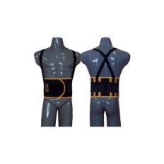 Protector Lumbar - Módelo Full – Negra C/ Vivos Amarillos - Reforzada 6 Ballenas ( Art.0501/5).