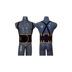 Protector Lumbar - Módelo Full – Negra C/ Vivos Amarillos - Reforzada 6 Ballenas ( Art.0501/5).