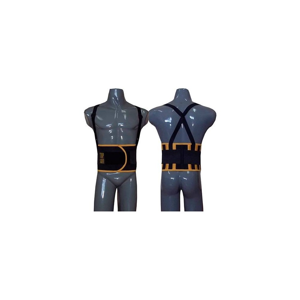Protector Lumbar - Módelo Full – Negra C/ Vivos Amarillos - Reforzada 6 Ballenas ( Art.0501/5).