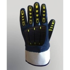Guante Nitrilo Azul Con Anti Impacto En Dorso - Costuras Selladas Art. N1001Im - T/10 - Marca Gamisol.