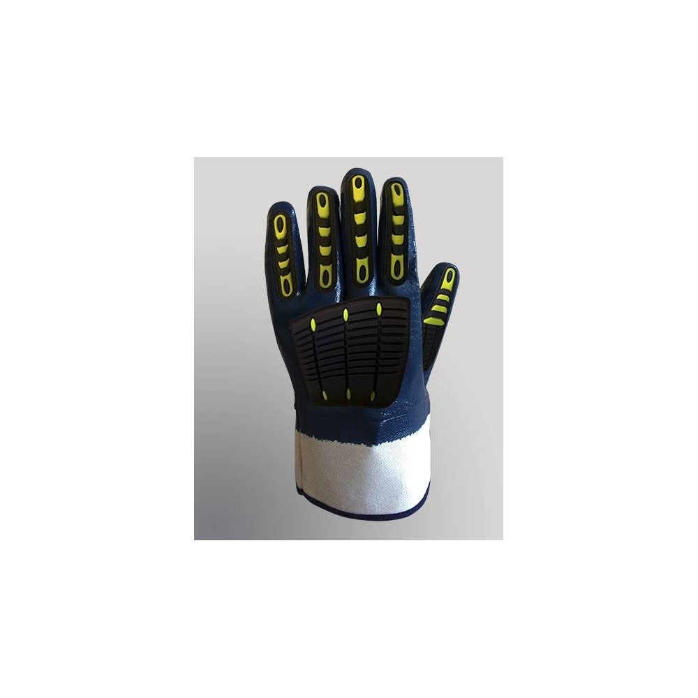 Guante Nitrilo Azul Con Anti Impacto En Dorso - Costuras Selladas Art. N1001Im - T/10 - Marca Gamisol.