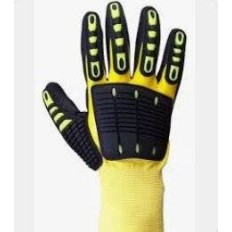 Guante Poliester Amarillo G13 - Bañado C/ Nitrilo Liso Completo Y Nitrilo - Rugoso Ventilado Con Dispositivo Anti Impacto En