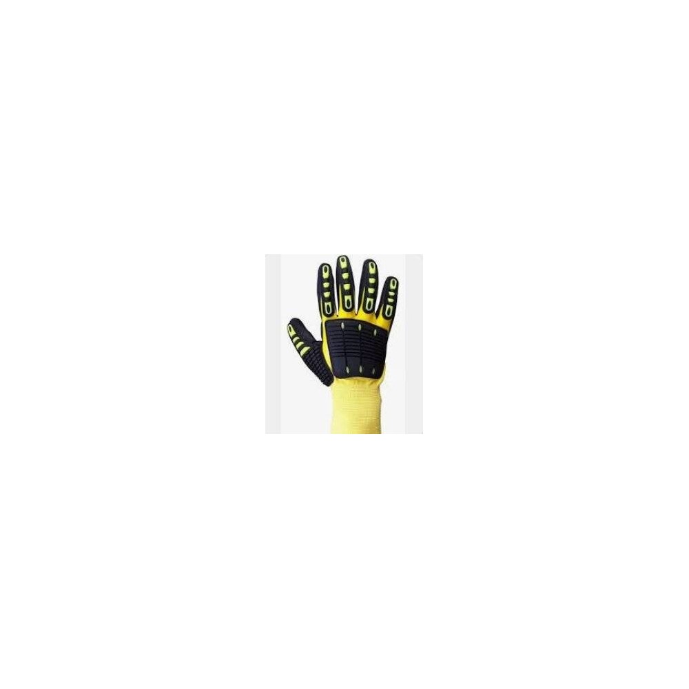 Guante Poliester Amarillo G13 - Bañado C/ Nitrilo Liso Completo Y Nitrilo - Rugoso Ventilado Con Dispositivo Anti Impacto En