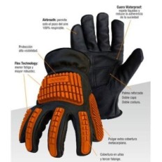 Guante Vaqueta Color Hidrofugado - Refuerzo Cadenero - Proteccion Antigolpe - S/F - Art. Gv03 H - T/11 - Marca Segod.