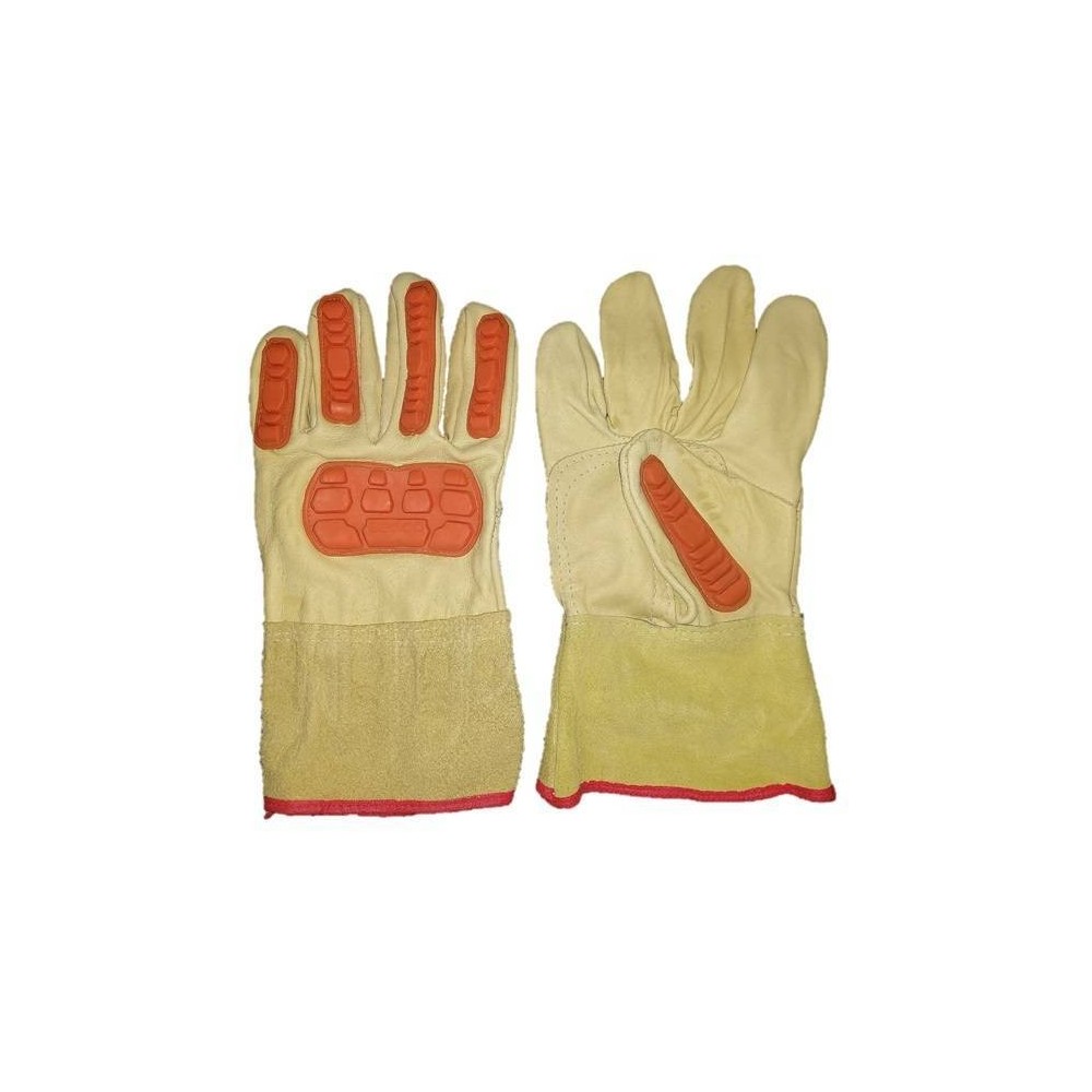 Guante Vaqueta Amarilla - Modelo Americano Con Inserto Antigolpe - Puño Corto De Cuero - T/10 - Art. Gv01 A - Marca Segod.