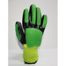 Guante Tejido G13 Jersey Poliamida Bañado Completo De Nitrilo Dorso Con Inserto Antigolpe - Mod. Drill Impact - Marca Randon.