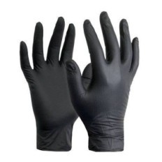 Guante De Nitrilo Industrial Negro Reforzado Descartable X 100 Unidades - Marca Steelpro. - Talle S