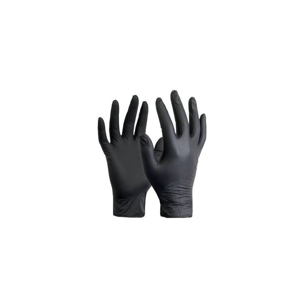 Guante De Nitrilo Industrial Negro Reforzado Descartable X 100 Unidades - Marca Steelpro. - Talle S