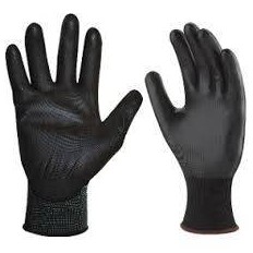 Guante De Nylon Con Baño Poliuretano (Pu) Negro - Marca Work Safe. Talle 7