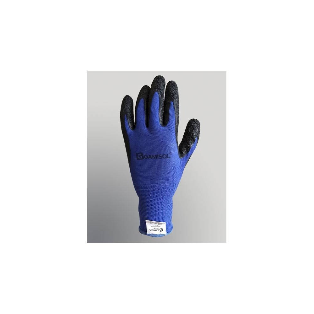 Guante De Nylon Con Baño Latex Rugoso - T/8 - Marca Gamisol. Art. L1001B. Recomendado!!!