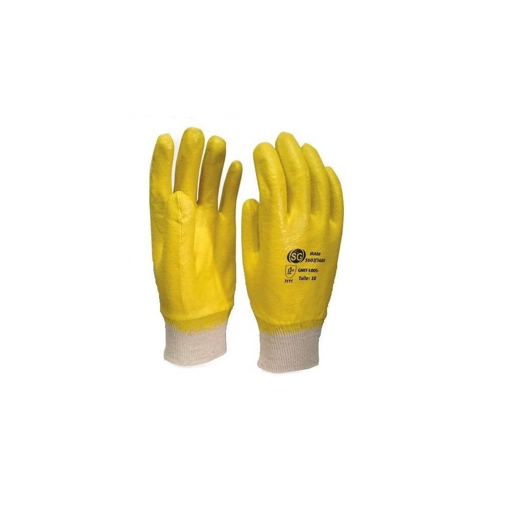 Guante Nitrilo Amarillo  Baño Completo Con Puño Tejido  Liviano. Art.gnit/L005 - T/10 – Marca Segod.