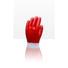 Guante Pvc Rojo - Puño Tejido Elastizado  Baño Completo. 25 Cm De Largo - T/10