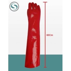 Guante Pvc Rojo Industrial  Liviano - Largo 60 Cm. – T/10