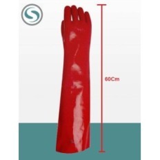 Guante Pvc Rojo Industrial  Liviano - Largo 60 Cm. – T/10