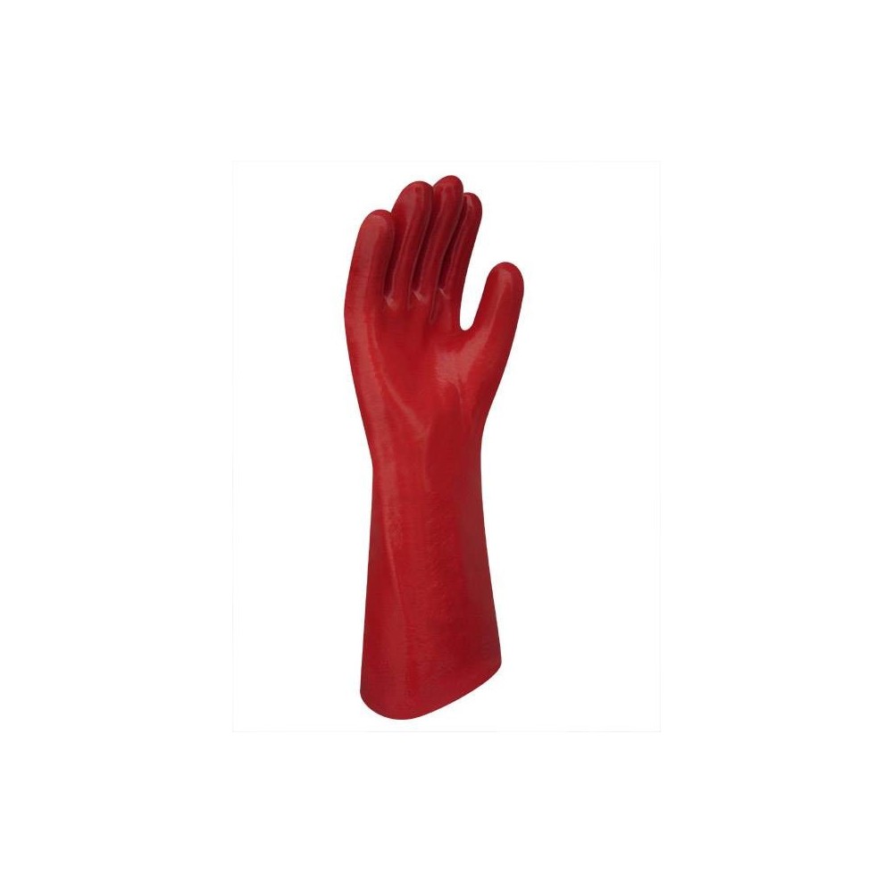 Guante Pvc Rojo Industrial  Pesado - Largo 35 Cm. – T/10