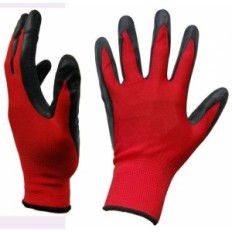 Guantes G13 Tejido Poliester Rojo Con Baño Nitrilo En Palma - Dorso - Ventilado - T/8 - Art. N1002 - Marca Gamisol.